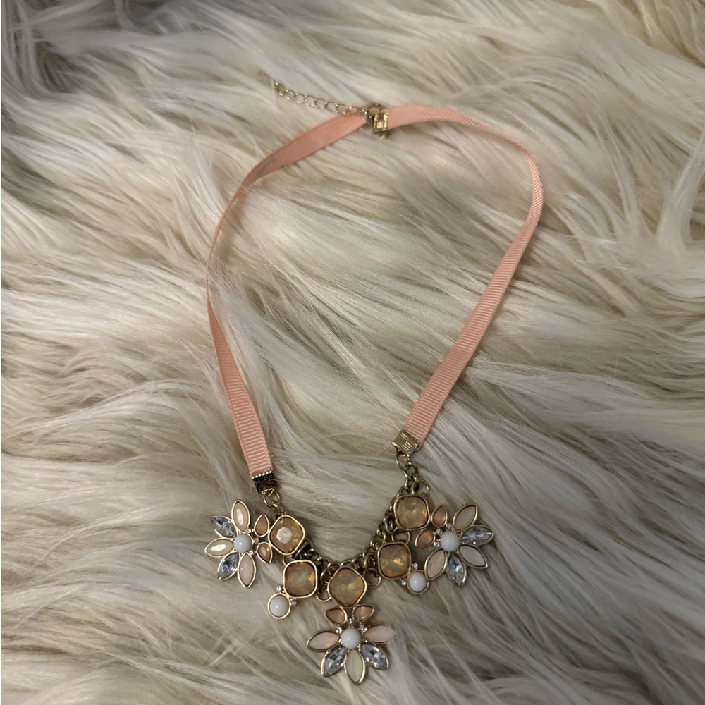 Pink flowery choker